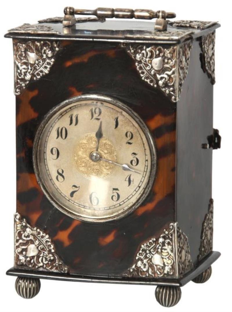 Silver Mounted & Tortoise Shell Carriage Clock