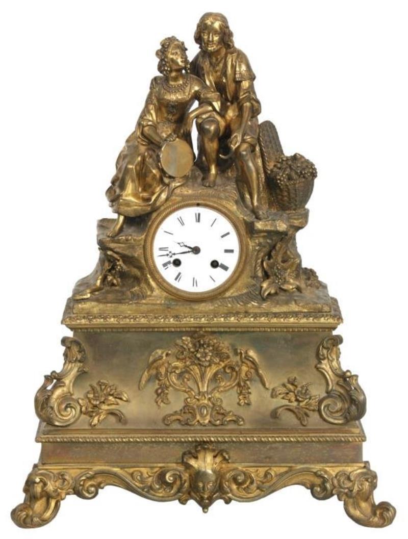 French Figural Bronze Mantle Clock