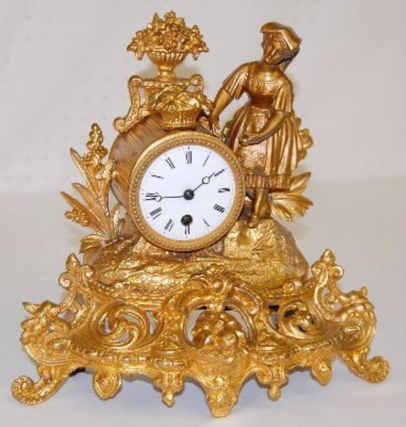 French Metal Figural Novelty Clock