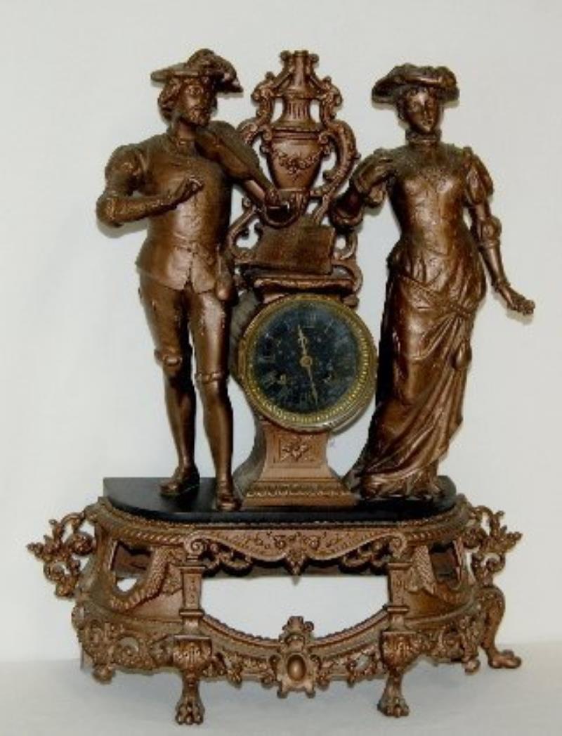 French Japy Freres Double Statue Clock