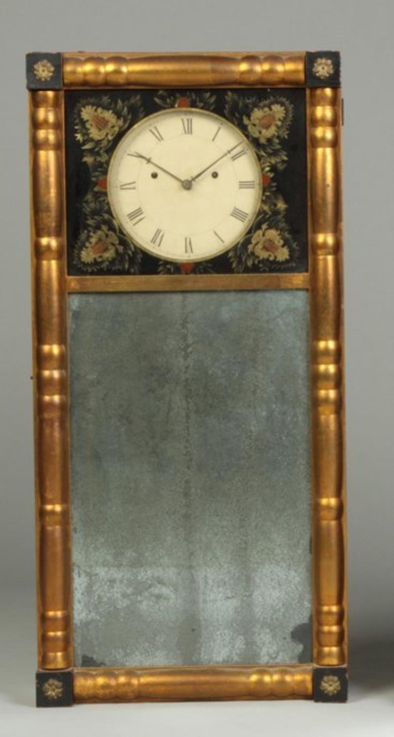 New Hampshire Striking Mirror Clock, attr. to Abiel Cha