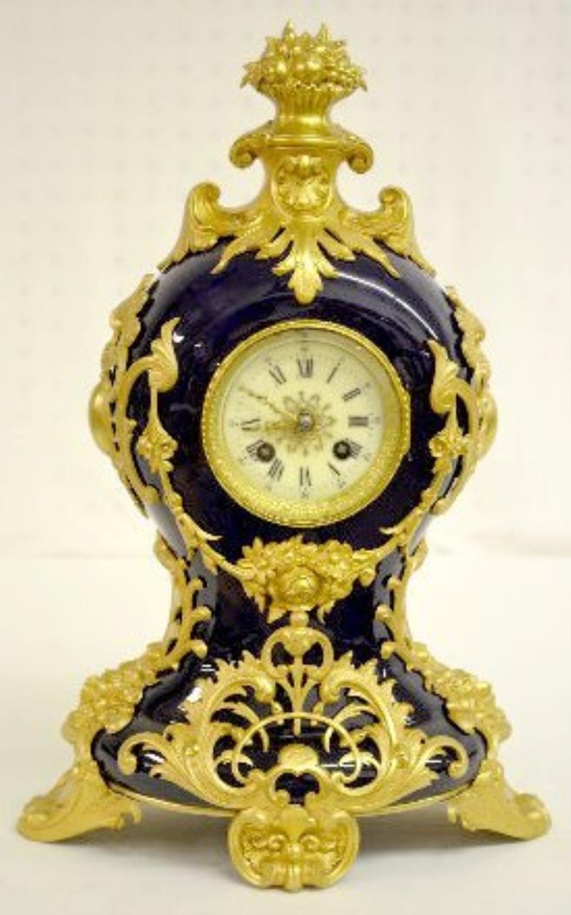 French Porcelain and Gilt Metal Clock