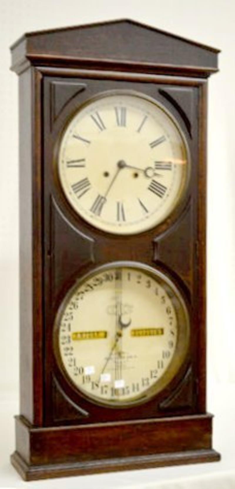 Ithaca No. 3 Walnut Double Dial Bank Clock