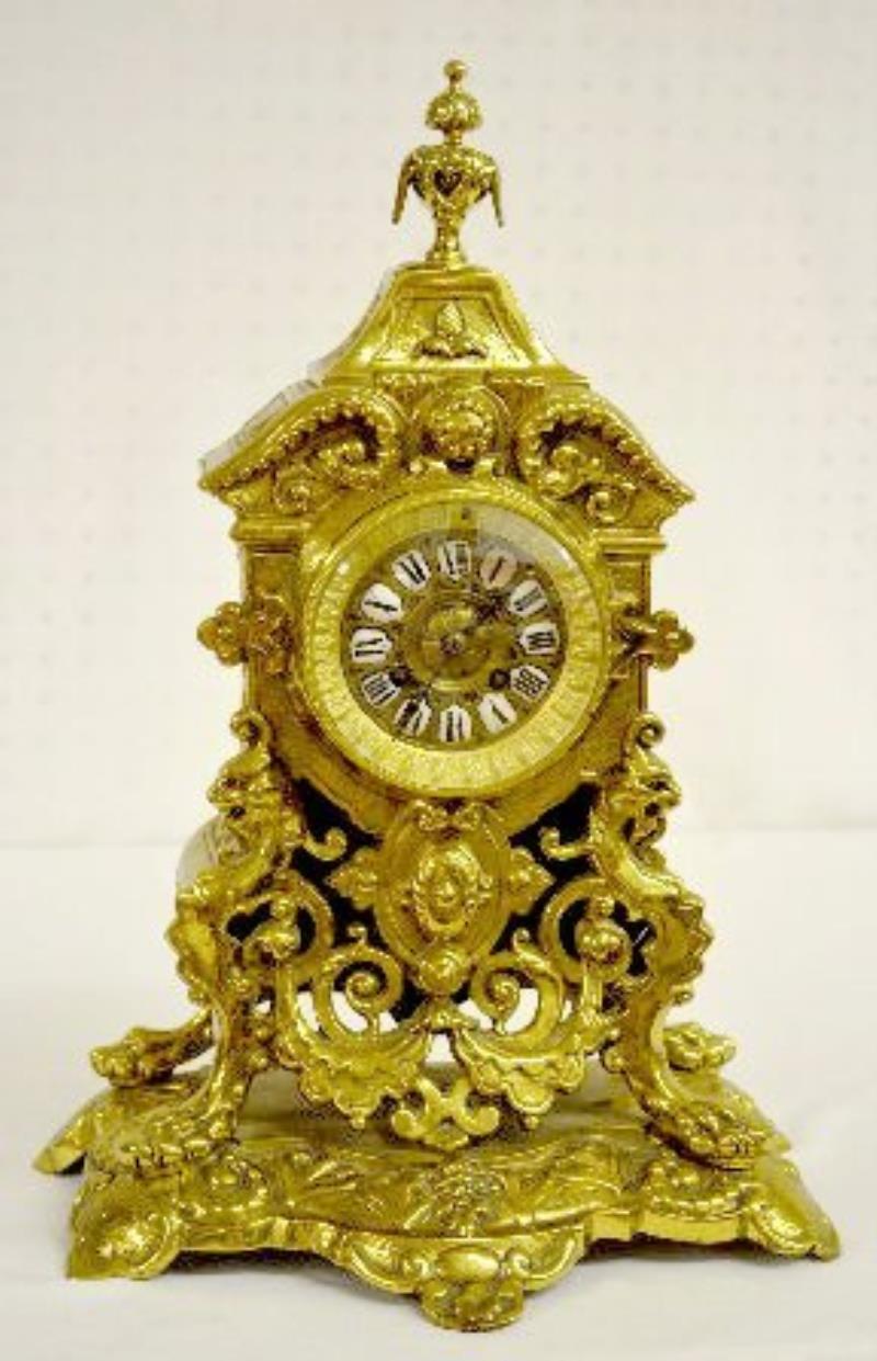 French Bronze Mantel Clock w/Griffins