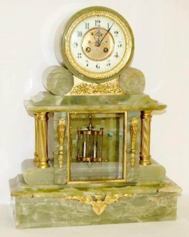 Marti 1900 Green Onyx Mantel Clock