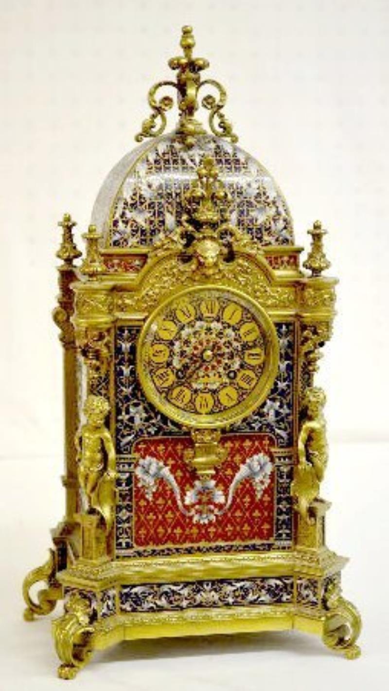 Fabulous French Mantel Clock, Cloisonne with Putti