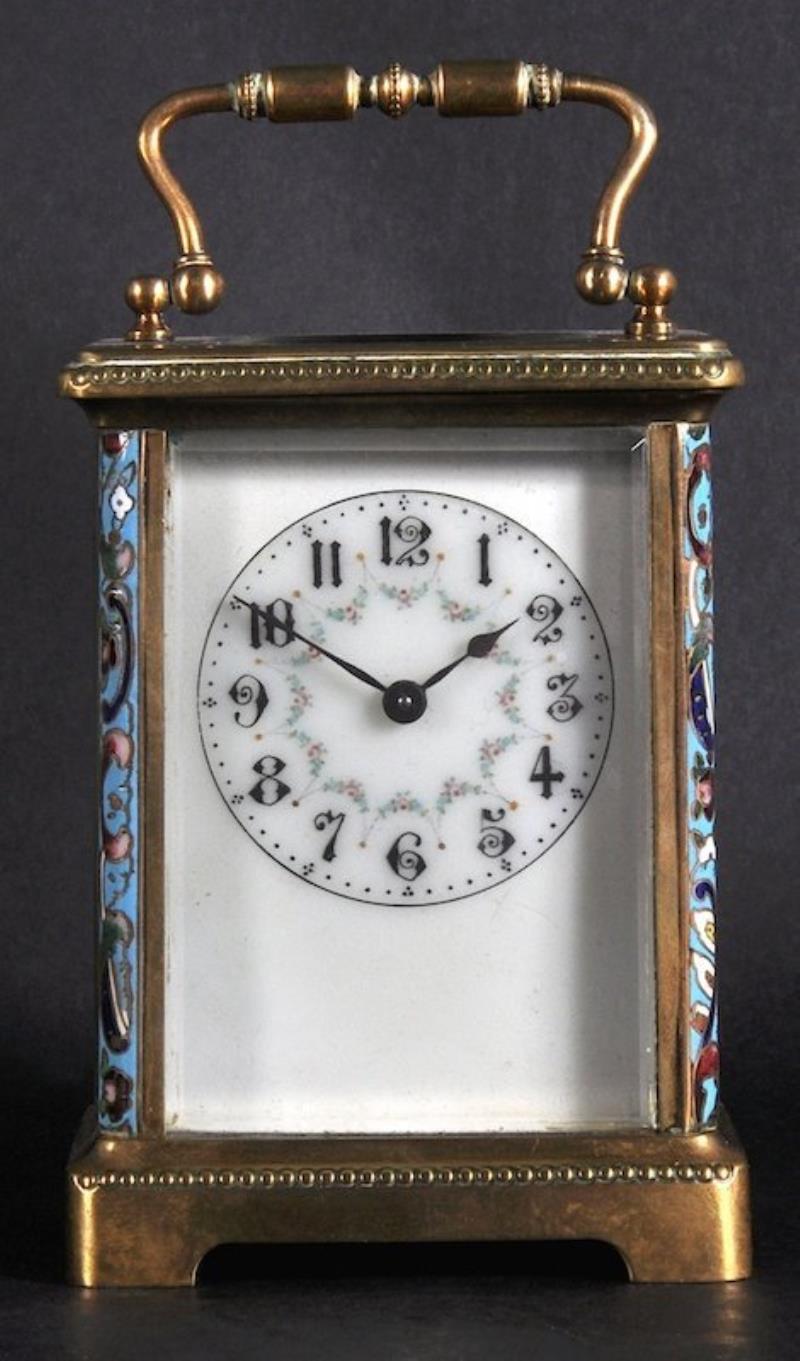 A 19TH CENTURY FRENCH BRASS CARRIAGE CLOCK, with