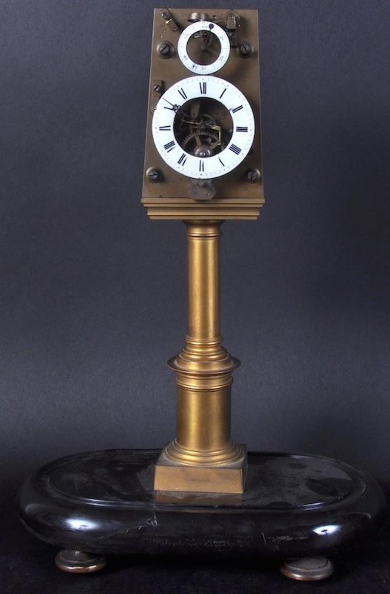 AN UNUSUAL 19TH CENTURY CONTINENTAL COLUMN CLOCK, with