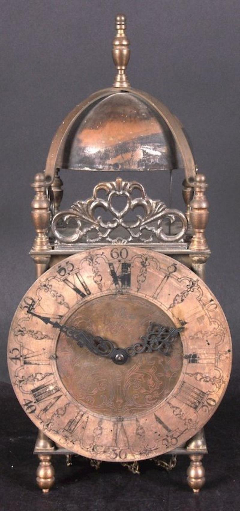 A 19TH CENTURY BRASS LANTERN CLOCK, ROBERT EVANS,