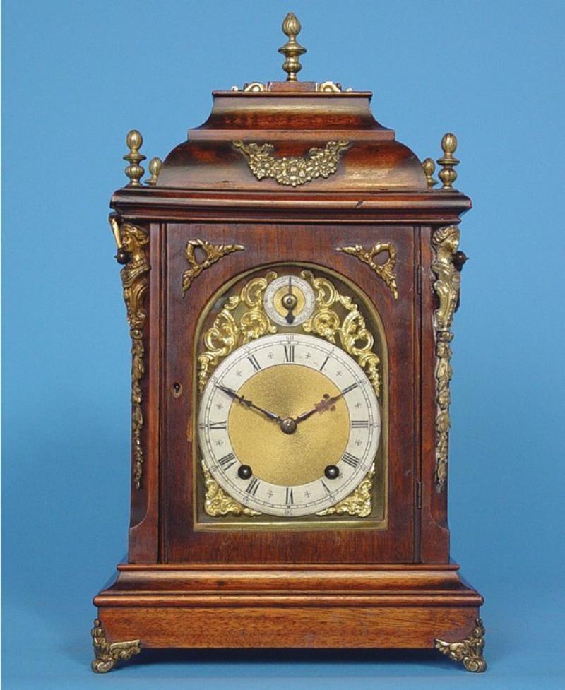 German Winterhalder Hofmeier Mahogany Bracket Clock