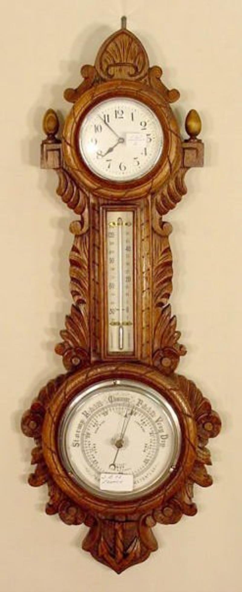Carved French Clock / Barometer / Thermometer