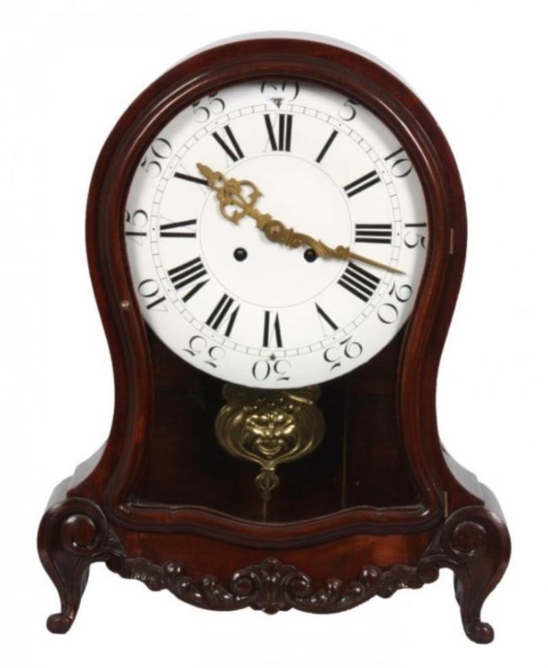 German Carved Mahogany Mantle Clock