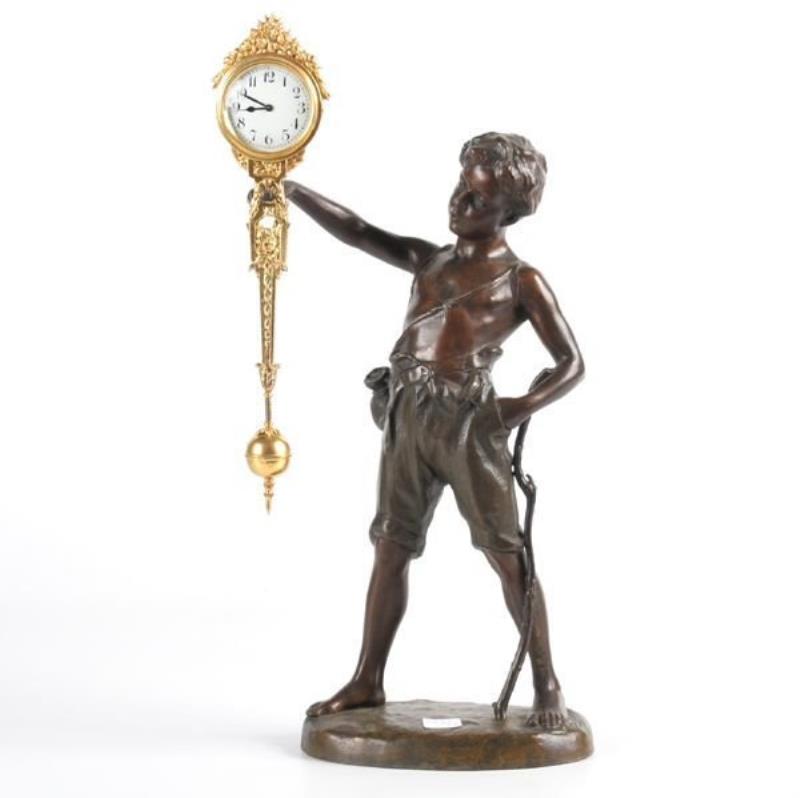 Late 19th century Victorian swing pendulum figural clock