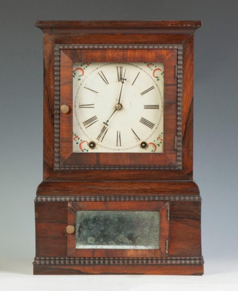 William Johnson Ripple Front Shelf Clock w/Mirror