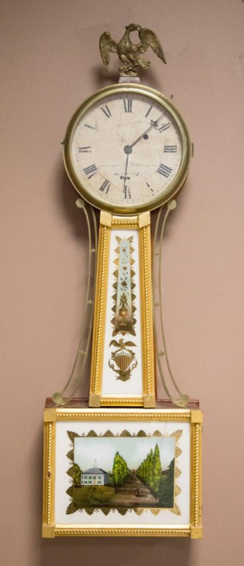 William Cummings, Roxbury, Mass. Mahogany Banjo Clock