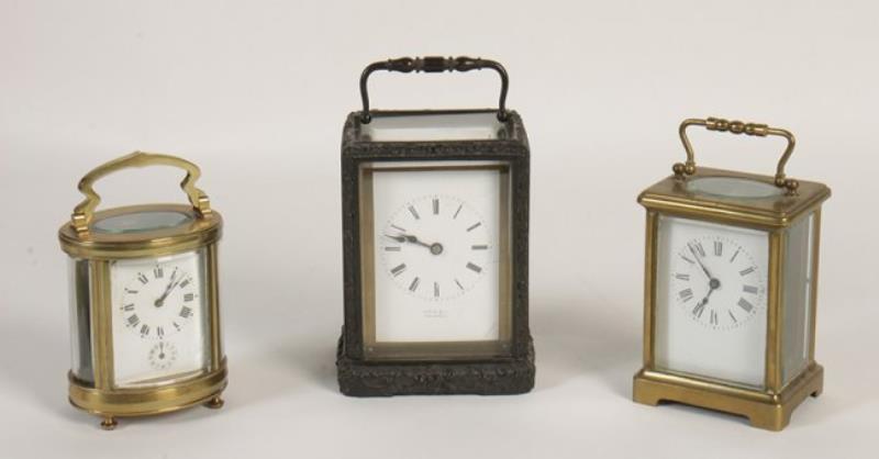 3 CARRIAGE CLOCKS C.1900 FRENCH BAILEY & COMPANY