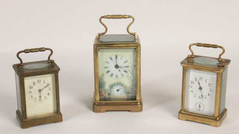 GROUPING OF 3 FRENCH CARRIAGE CLOCKS CIRCA 1900