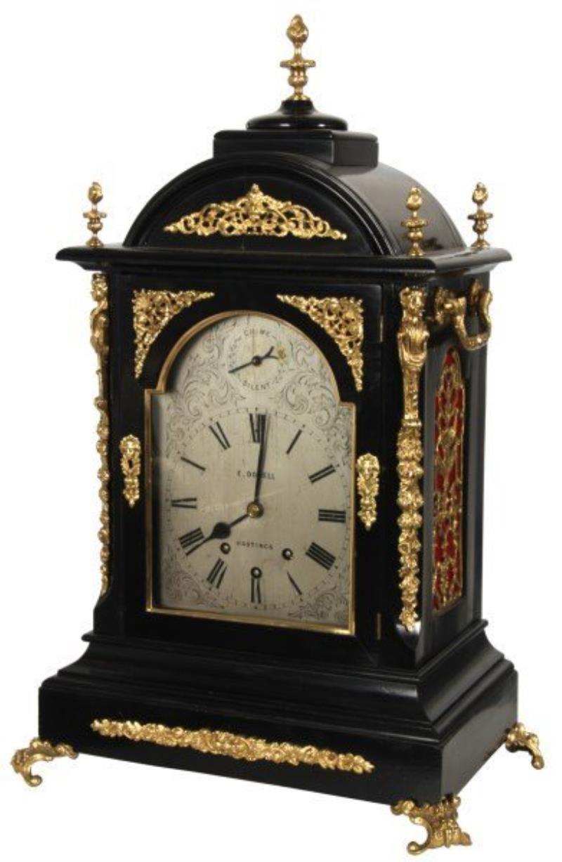 E. Dobell Ebonized Bracket Clock