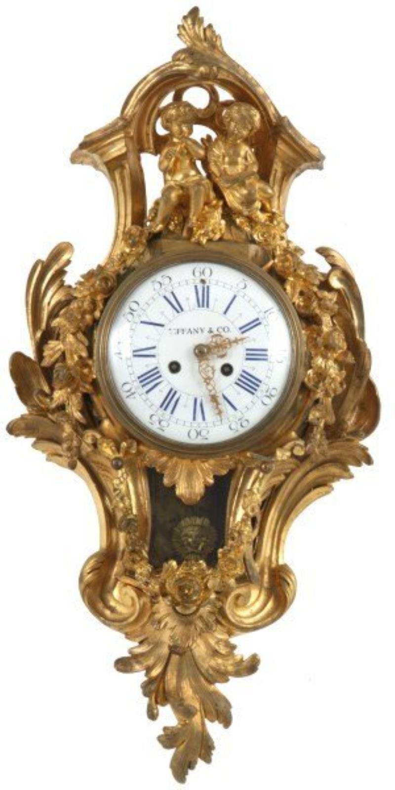 Tiffany & Co. Gilt Bronze Cartel Clock