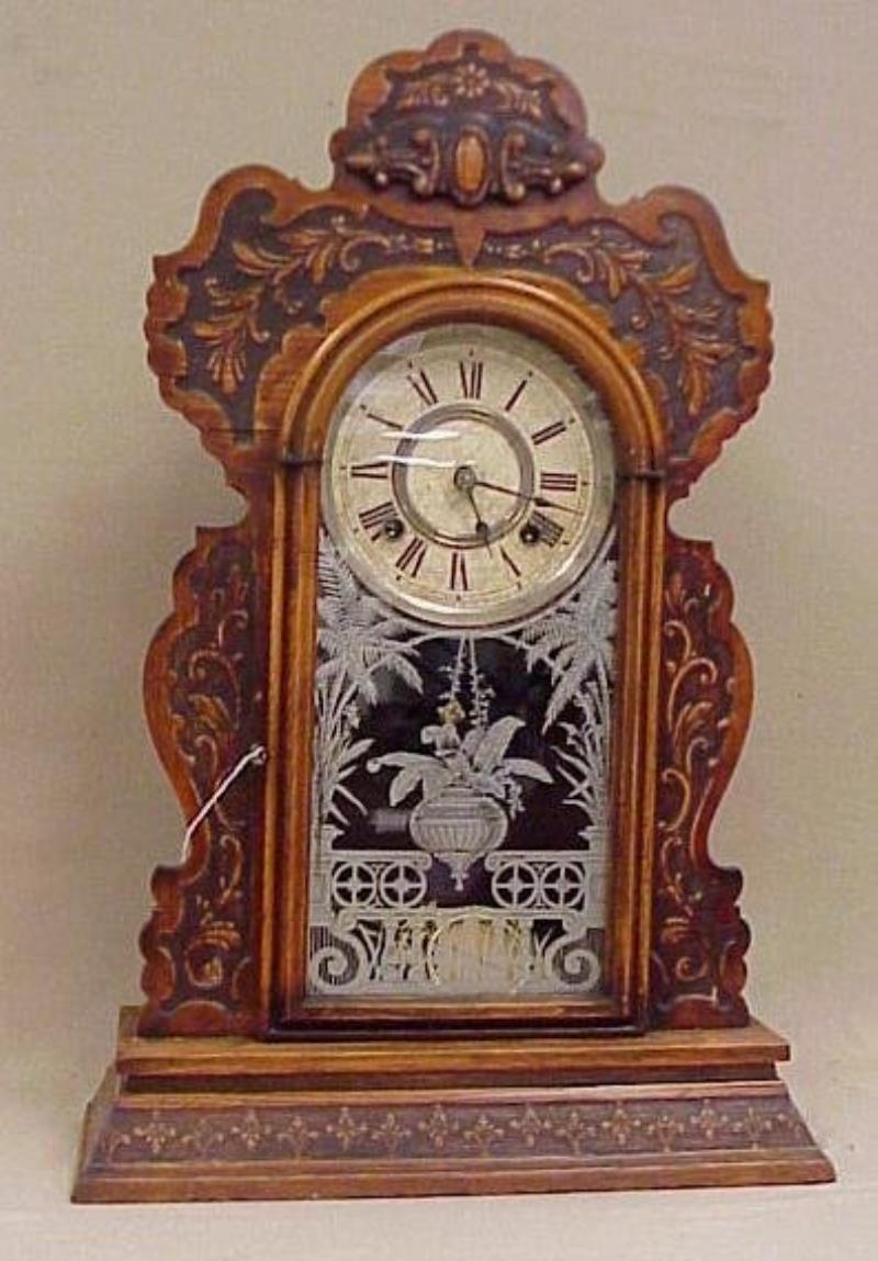 Ansonia Clock Company, Kitchen Clock, Etched Door,