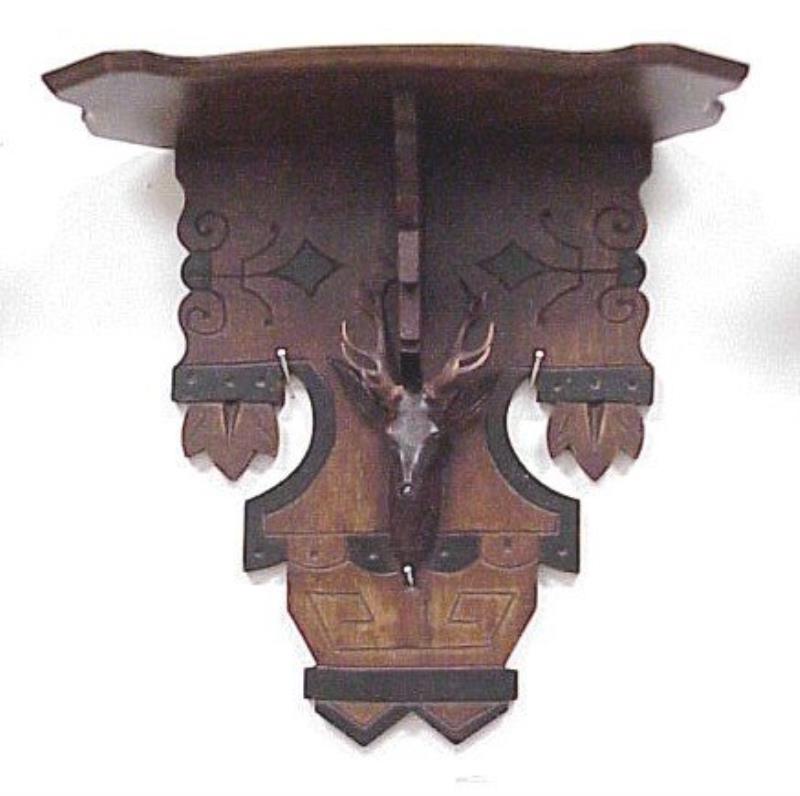 Deer Head Clock Shelf-Brown, 13″ Tall, 13″ Wide