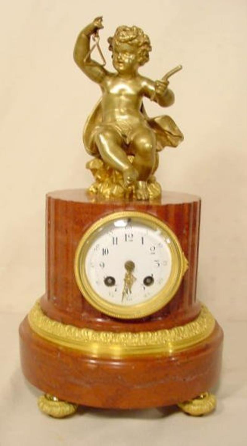 A.D. Mougin Bronze and Marble Clock