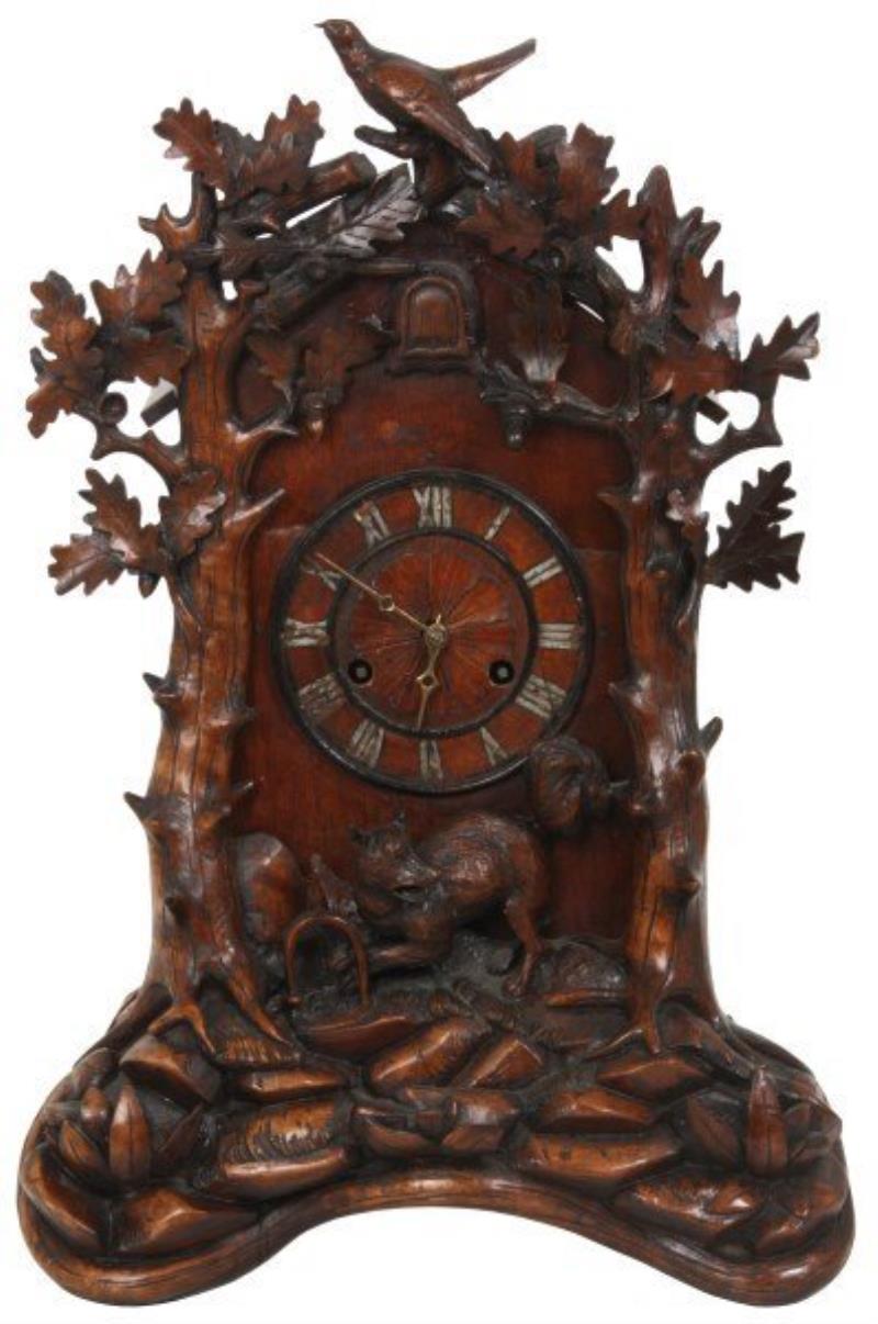 Black Forest Carved Cuckoo Table Clock, attr. Beha