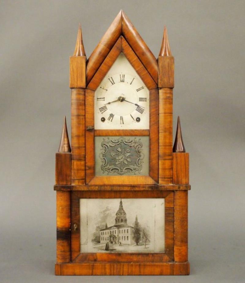 Terry & Andrews steeple-on-steeple shelf clock