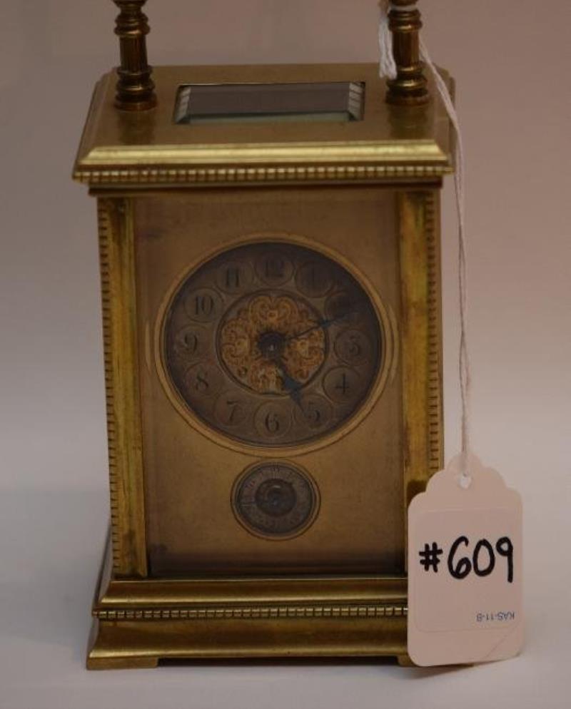 French Bronze Carriage Clock with alarm movement.  The