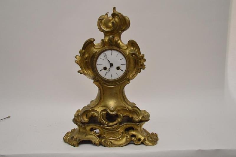 Bronze Rococo Style Clock with time and strike