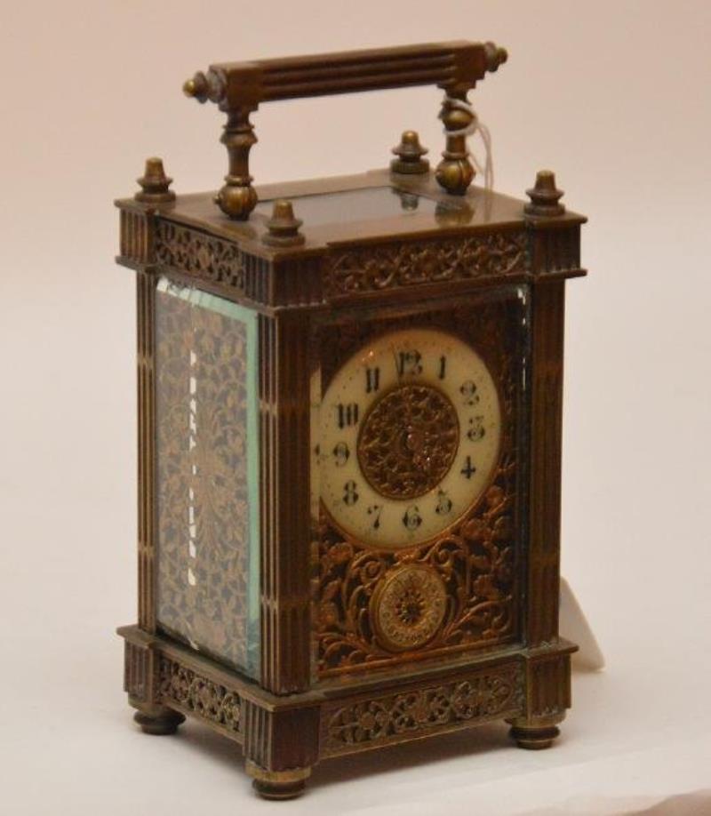 French Bronze Carriage Clock with alarm movement and