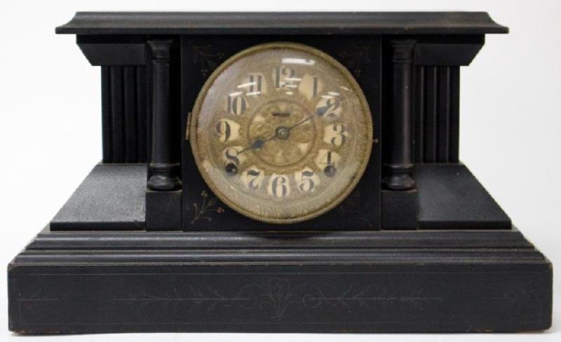 Early 20th century American ebonized wood case mantel clock
