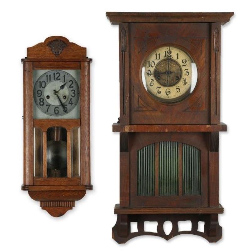 Pair (2) C. 1930s German Wall Clocks