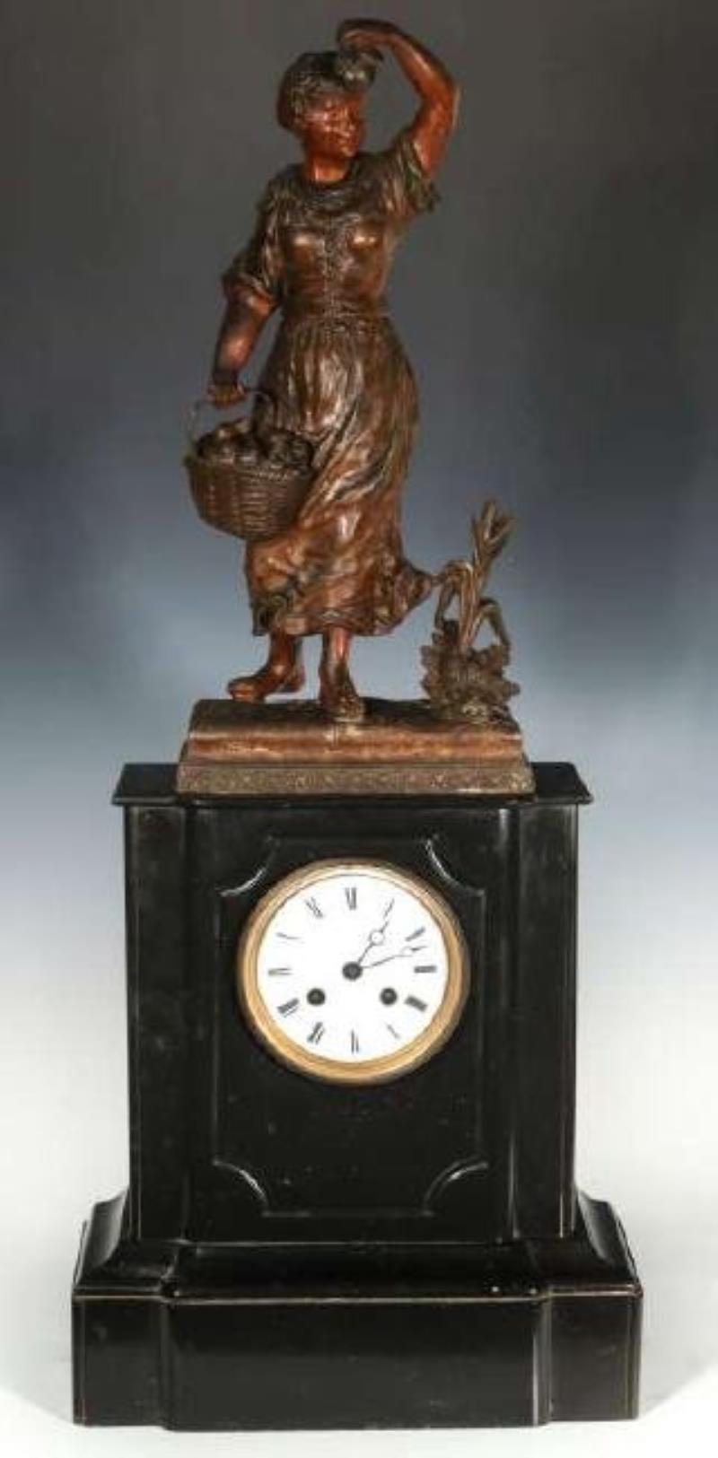 A 19TH CENTURY CONTINENTAL FIGURAL MANTEL CLOCK