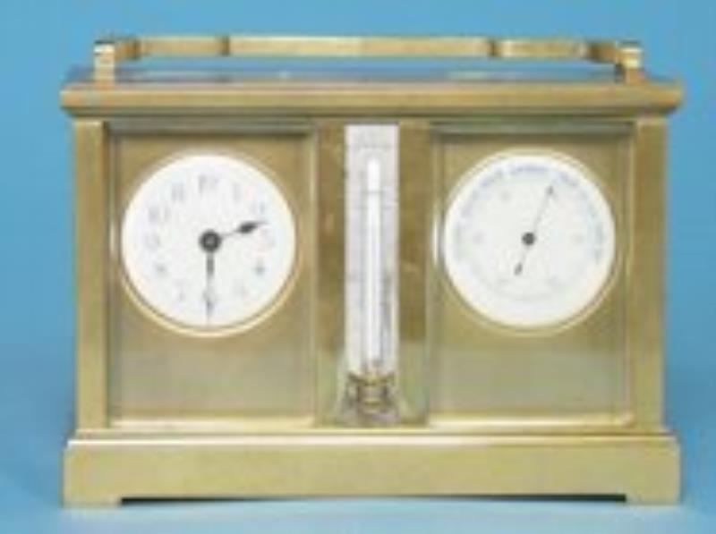 Brass Compendium Carriage Clock  Barometer