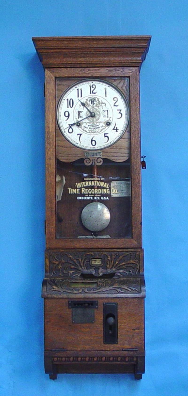 Large Oak Punch Time Wall Clock