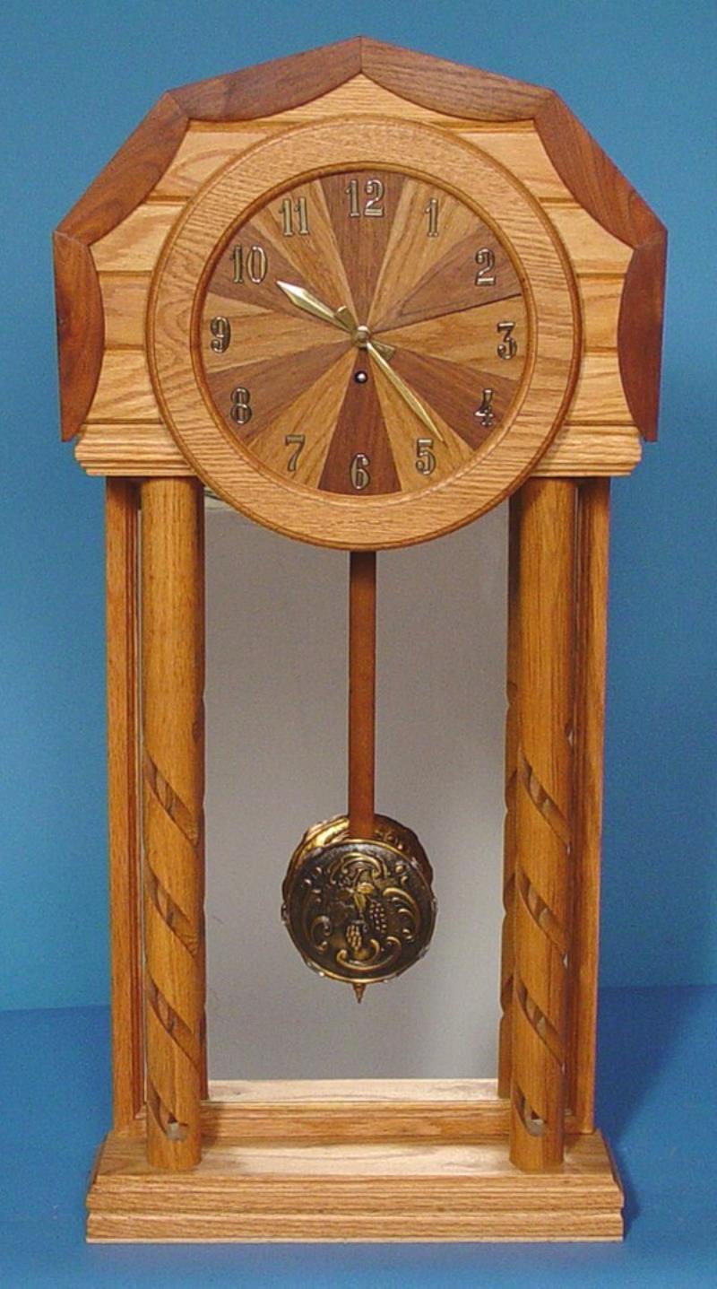 Large Oak & Walnut Custom Shelf Clock