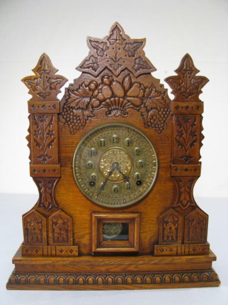 W L GILBERT CHAMPION CABINET CLOCK 1899 8 DAY STRI