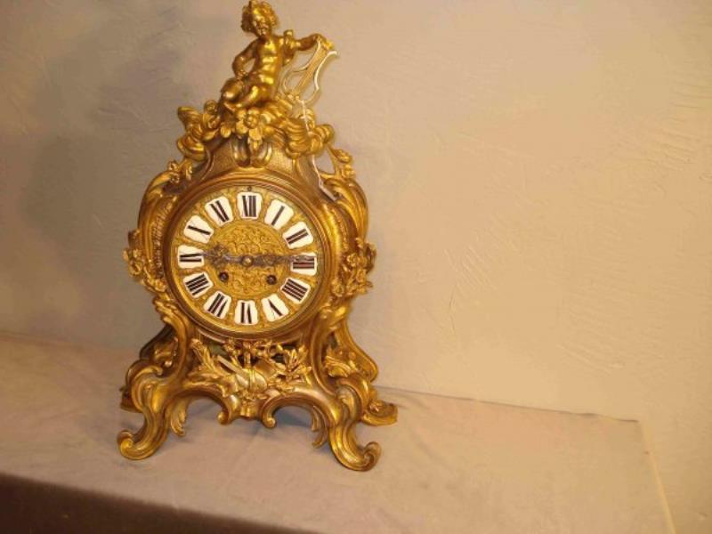 Louis XV style mantel clock signed LeRoy et Fils