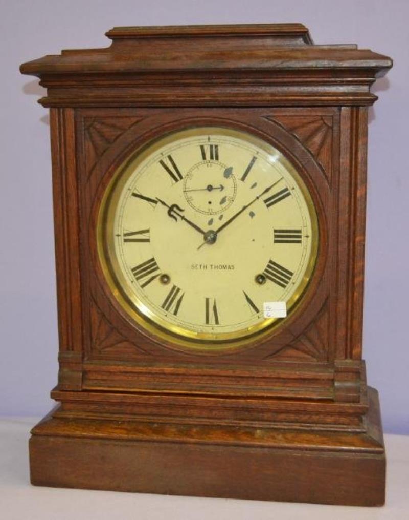 Antique Seth Thomas Oak Hotel Clock