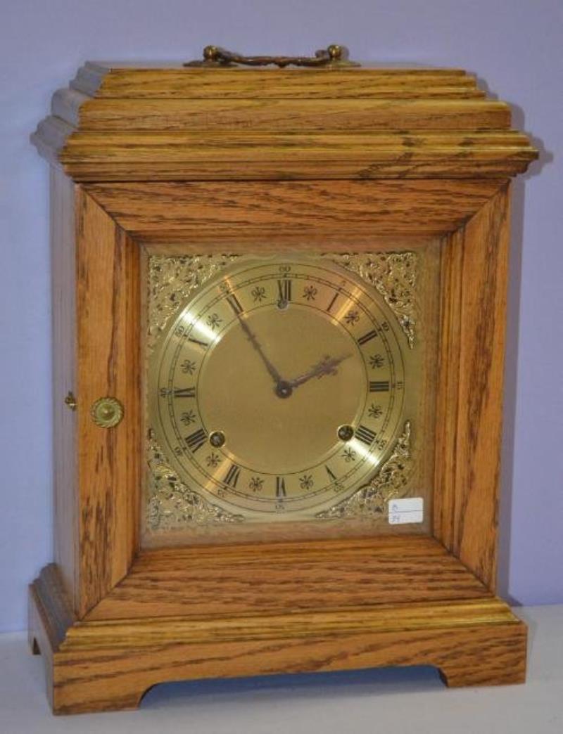 Vintage Seth Thomas “Exeter E” Oak Cabinet Clock