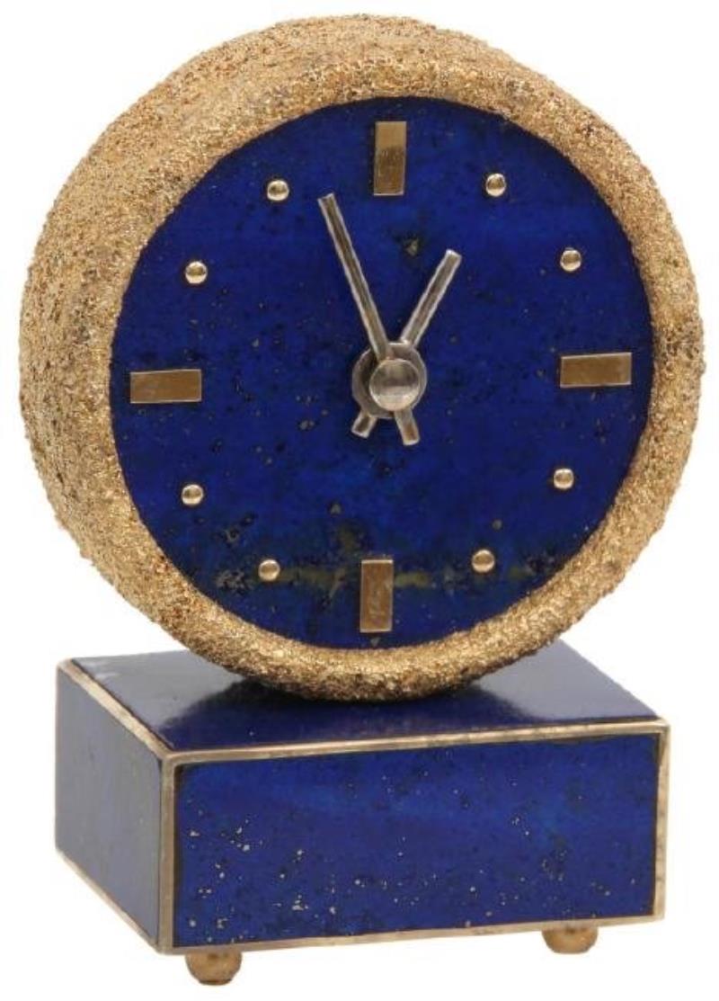 Tiffany & Co. 18K & Lapis Miniature Travel Clock