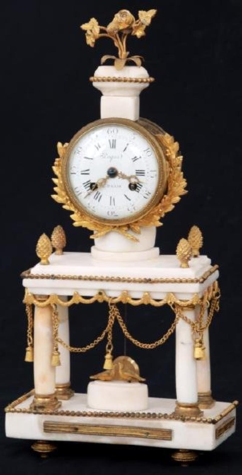 French Alabaster Mantle Clock