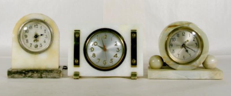 3 Vintage Electric Marble/Onyx Desk Clocks