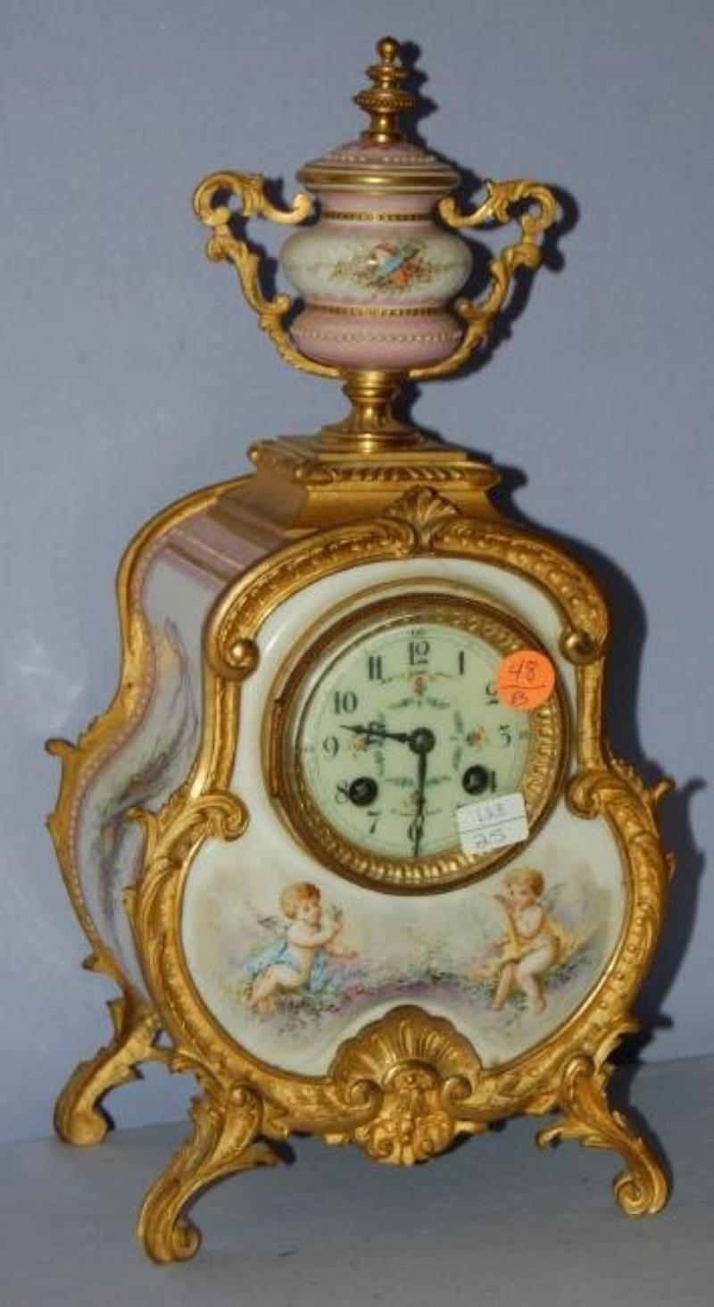 French Japy Freres Porcelain Shelf Clock