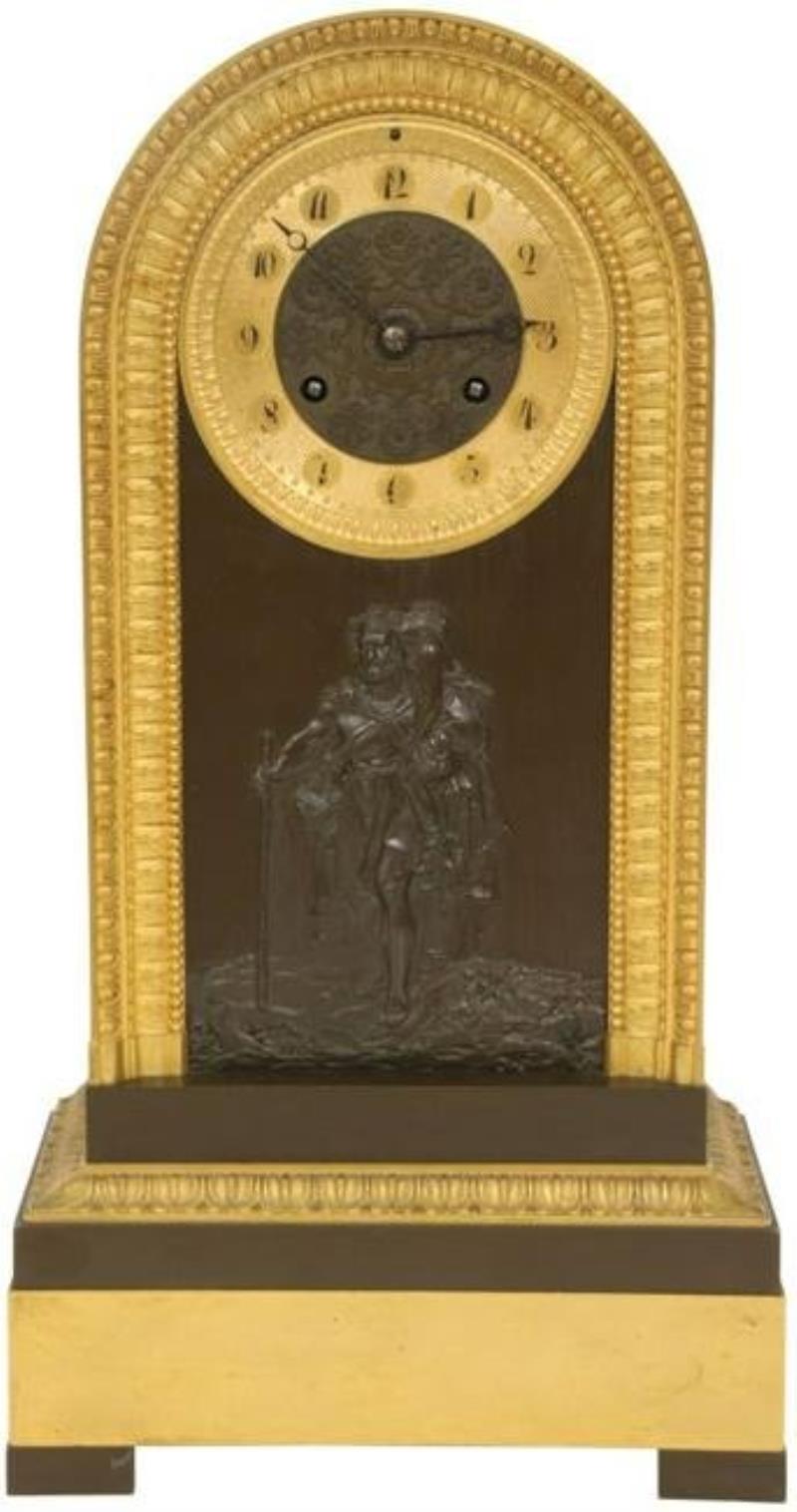 French Bronze Silk Thread Mantle Clock