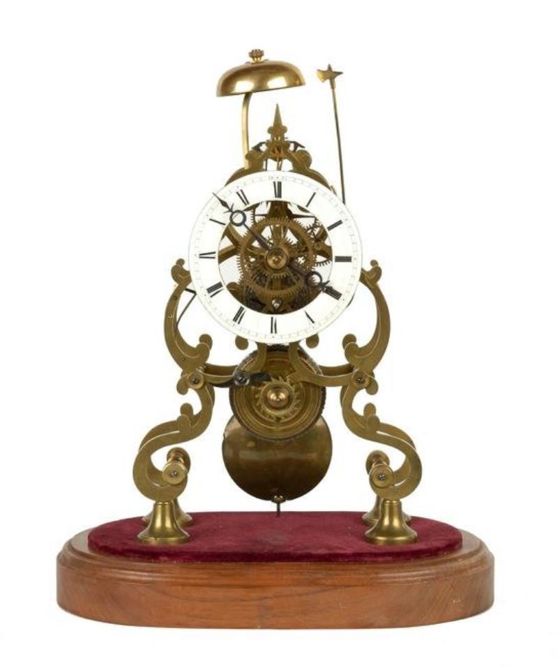 19th Century English Brass Skeleton Clock