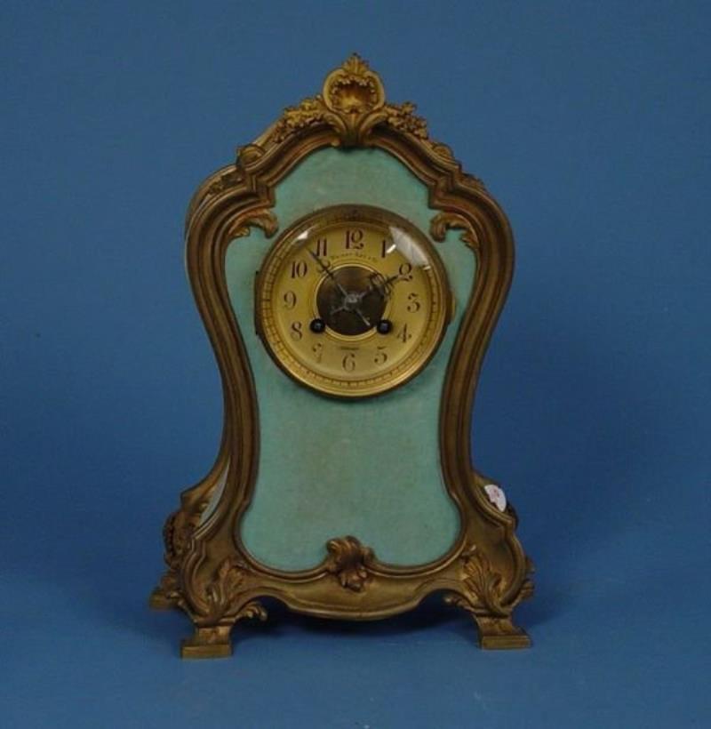 Unusual French Bronze & Plush Mantle Clock