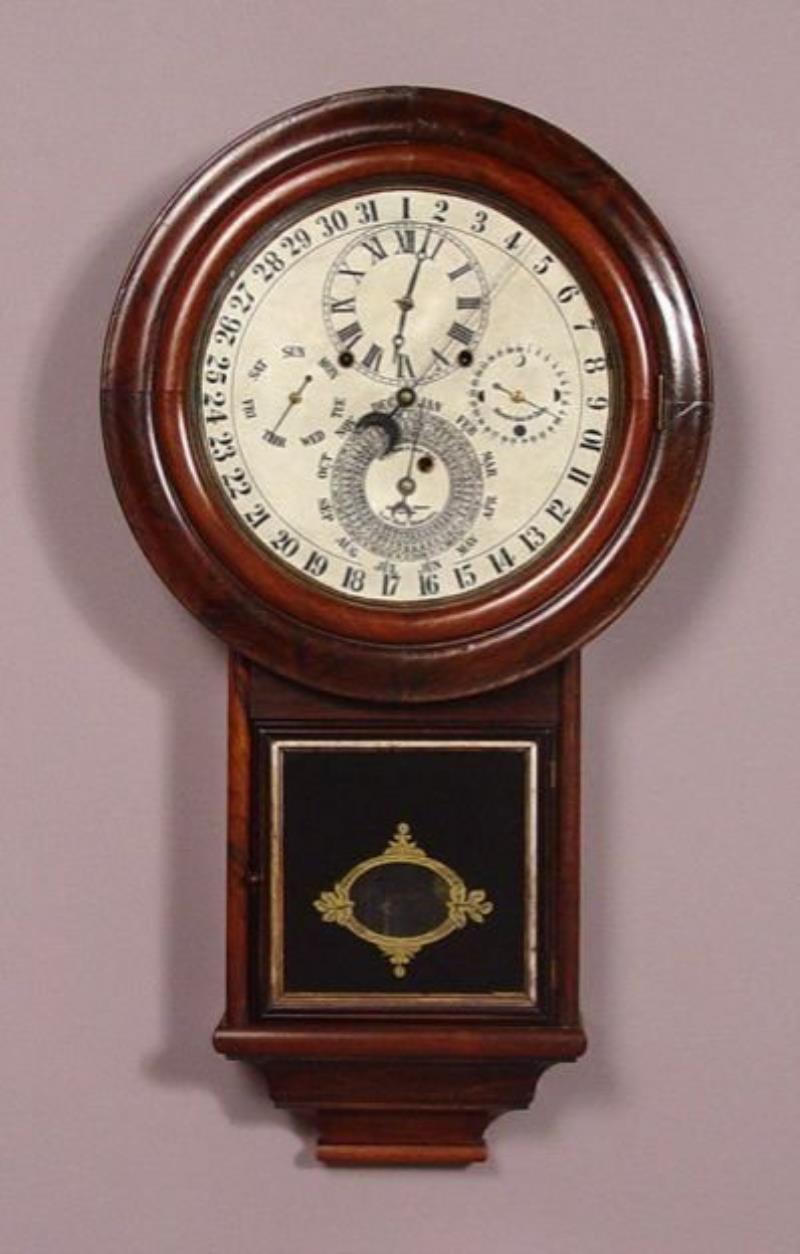 E. N. Welch Gale Drop Calendar Wall Clock