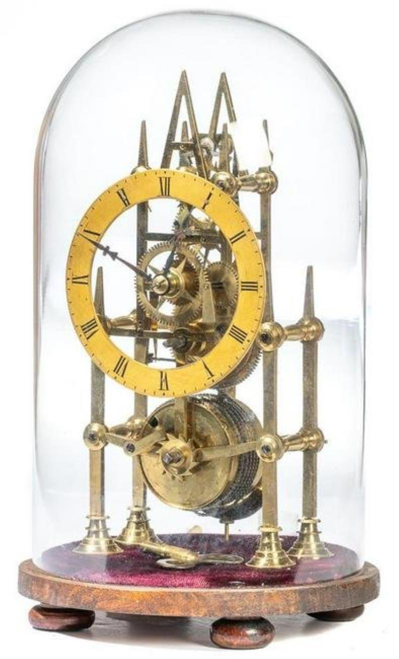 Miniature Single Fusee Skeleton Clock